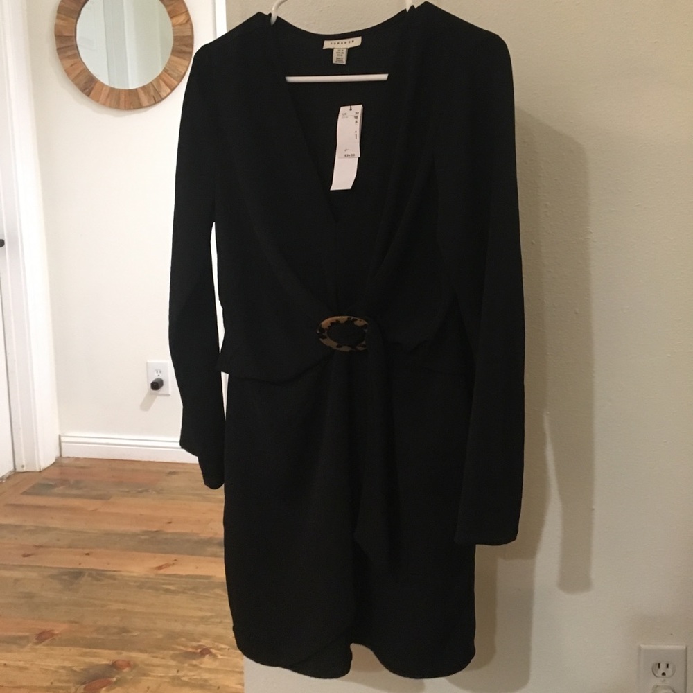 NEW Topshop Black Wrap Dress